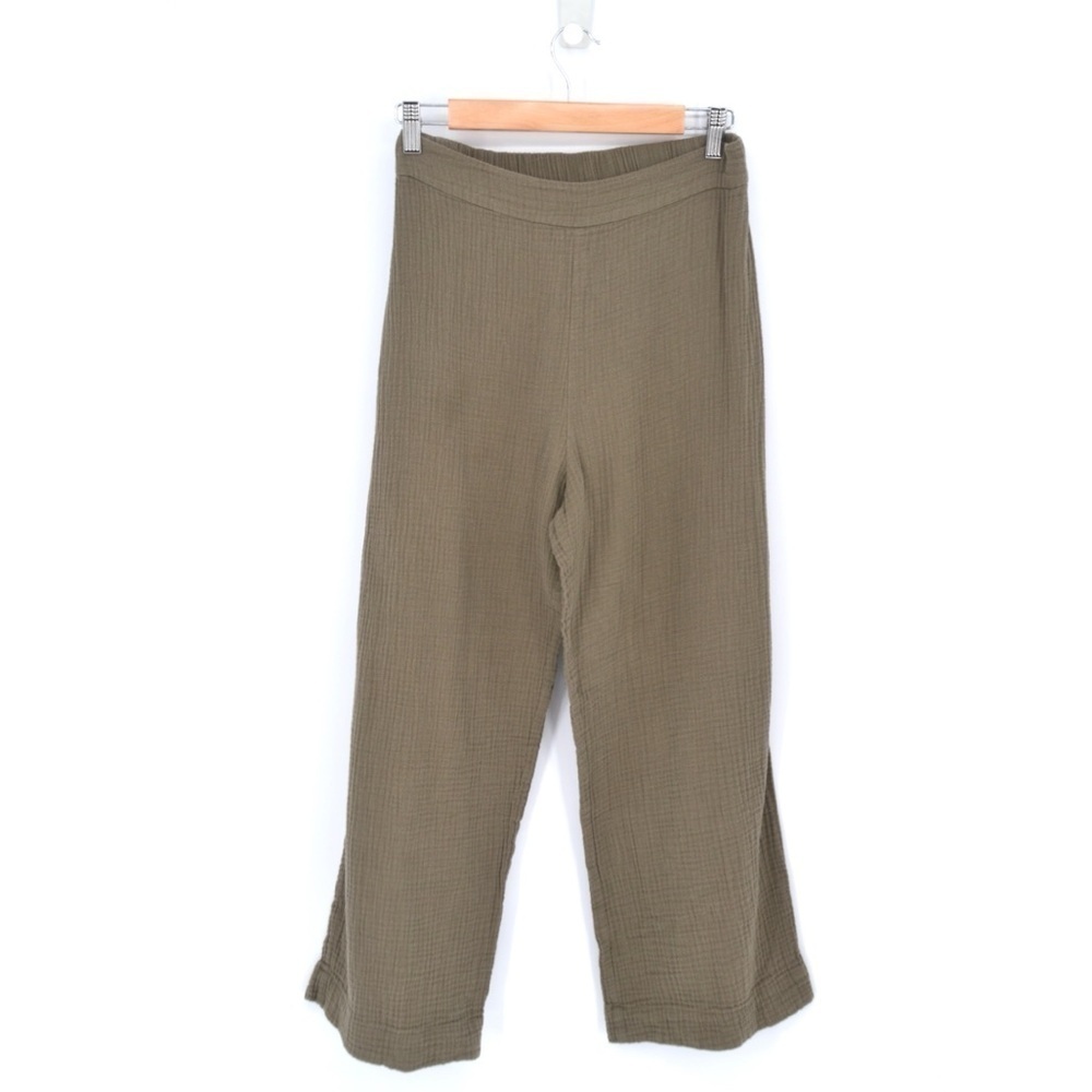 Jenni Kayne Playa Wide Leg Gauze Pants Crop Cotton Sage Green Women's S